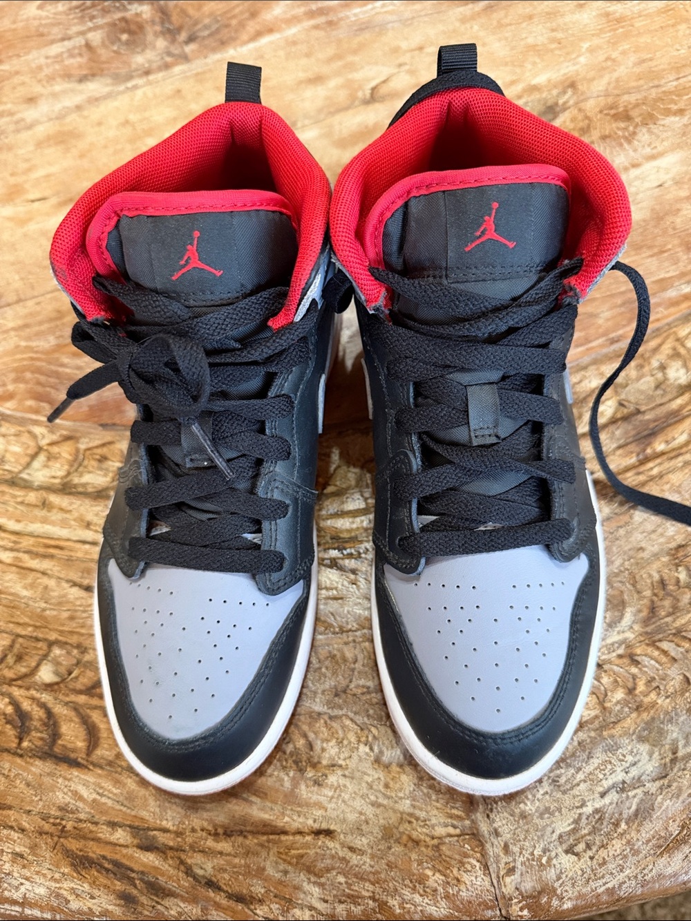 Nike Jordan Kids' High-Top Sneakers in Black, Gray & Red